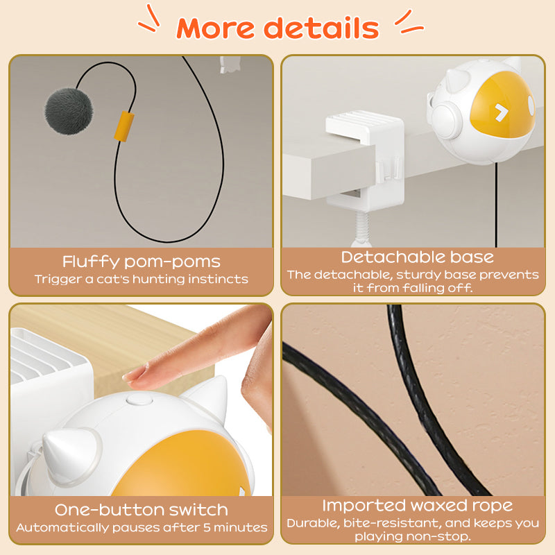 Automatic Interactive Cat Toy Ball with Self-Rotating & Jumping Motion, Electric Pet Teaser for Cats, Anti-Hairball Fun Play
