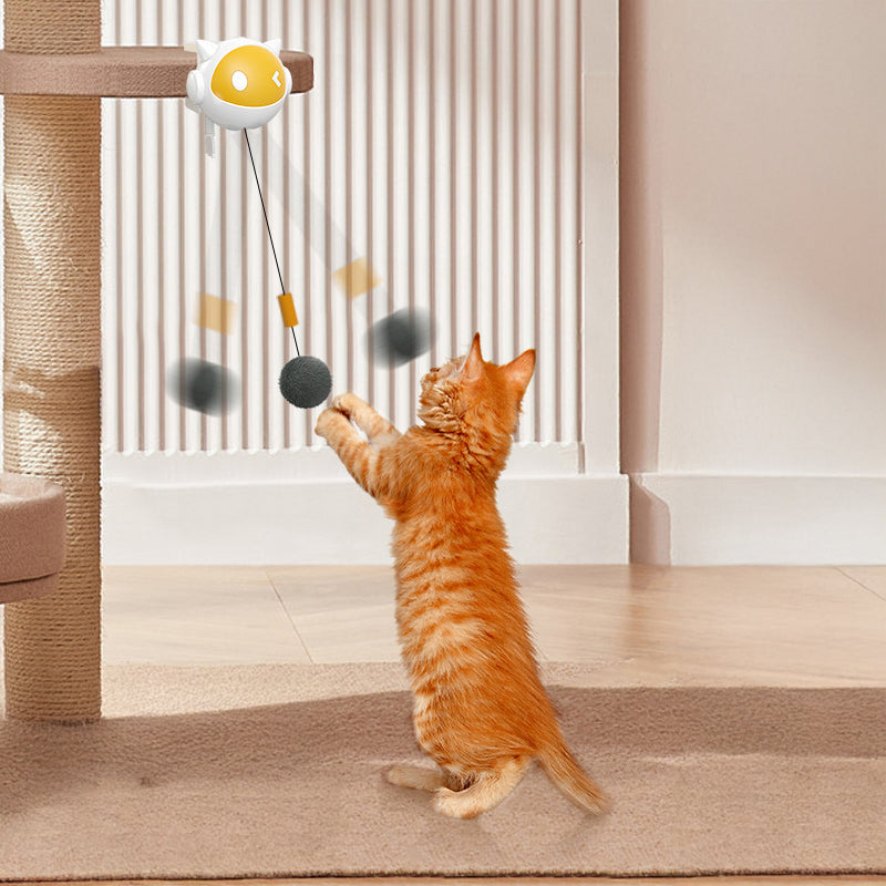 Automatic Interactive Cat Toy Ball with Self-Rotating & Jumping Motion, Electric Pet Teaser for Cats, Anti-Hairball Fun Play